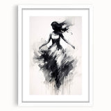 Abstract figurative art frame with a white mat, showcasing a modern design perfect for contemporary decor, set against a neutral background to highlight its elegance.
