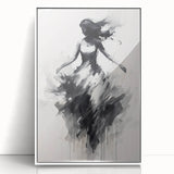 Framed abstract figurative art piece in white, showcasing vibrant colors and fluid shapes, perfect for modern home decor. Ideal for enhancing living spaces.