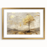 Abstract landscape wall art framed in gold with a mat, showcasing vibrant colors and intricate details, perfect for enhancing modern home decor. Ideal for art enthusiasts seeking unique wall decoration.