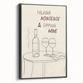 Black and white vintage poster art on framed canvas featuring a classic cocktail, ideal for bedroom wall decor.