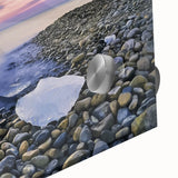 Close-up view of a vibrant acrylic landscape artwork depicting serene beaches, showcasing intricate details and vivid colors, perfect for home decor. This piece captures the essence of coastal tranquility, ideal for beach lovers and art enthusiasts.