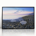 Framed acrylic artwork depicting a serene beach landscape, featuring vibrant colors and detailed textures, perfect for home decor or office settings.