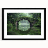 Black landscape bridge frame with mat, showcasing a modern design perfect for home decor, emphasizing minimalist style and elegance in any setting.