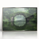 Framed acrylic artwork depicting a serene landscape bridge scene, showcasing vibrant colors and intricate details, ideal for enhancing home decor.