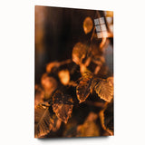 Large abstract wall art featuring swirling autumnal hues on acrylic glass, ideal for bedroom or dining room decor.