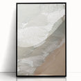 Large abstract wall art featuring swirls of blue and white on acrylic, framed in black.