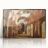 Framed acrylic artwork showcasing a stunning landscape with a majestic castle, highlighted by a luxurious gold frame, perfect for home decor enthusiasts.