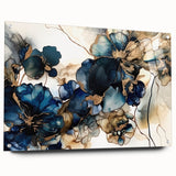 Abstract floral wall art displayed in a side view, showcasing vibrant colors and intricate designs on acrylic glass, secured with decorative pins for an elegant presentation.
