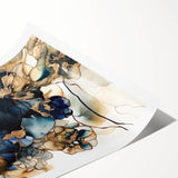 Abstract floral wall art print showcasing vibrant colors and intricate details, rolled and ready for framing, ideal for modern decor enthusiasts.