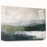 Abstract landscape wall art displayed in acrylic glass, showcasing vibrant colors and intricate details, ideal for modern home decor and artistic ambiance.