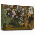 A Woman Seated Beside a Vase of Flowers by Degas: Classic Wall Art Print