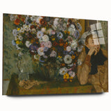 A Woman Seated Beside a Vase of Flowers by Degas: Classic Wall Art Print