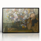 A Woman Seated Beside a Vase of Flowers by Degas: Classic Wall Art Print