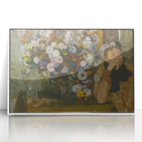A Woman Seated Beside a Vase of Flowers by Degas: Classic Wall Art Print