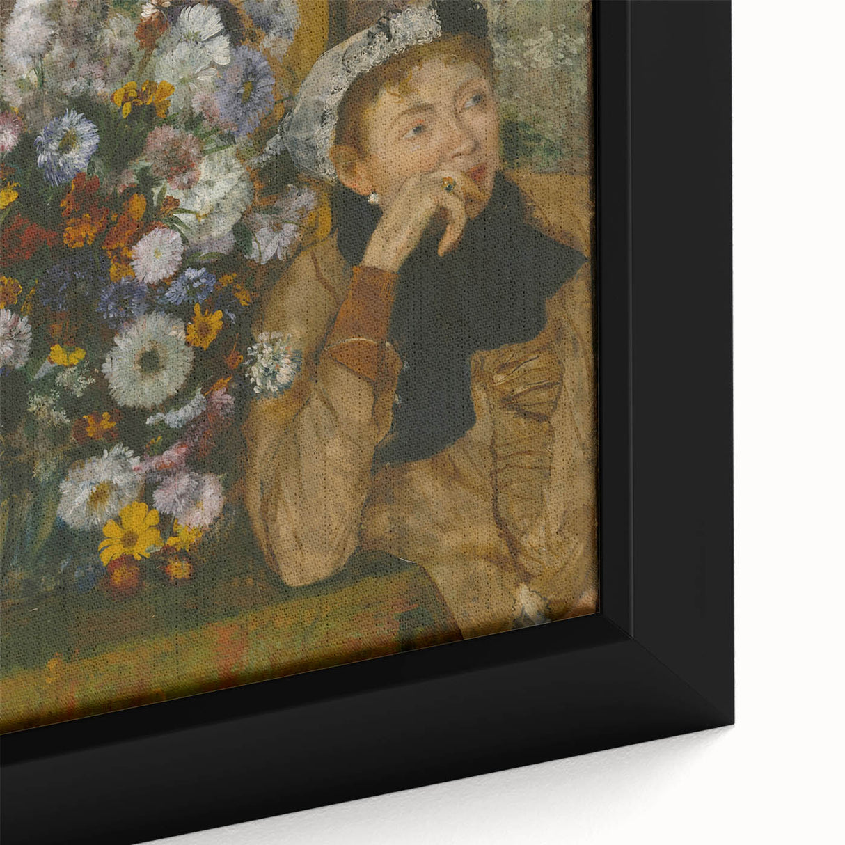 A Woman Seated Beside a Vase of Flowers by Degas: Classic Wall Art Print