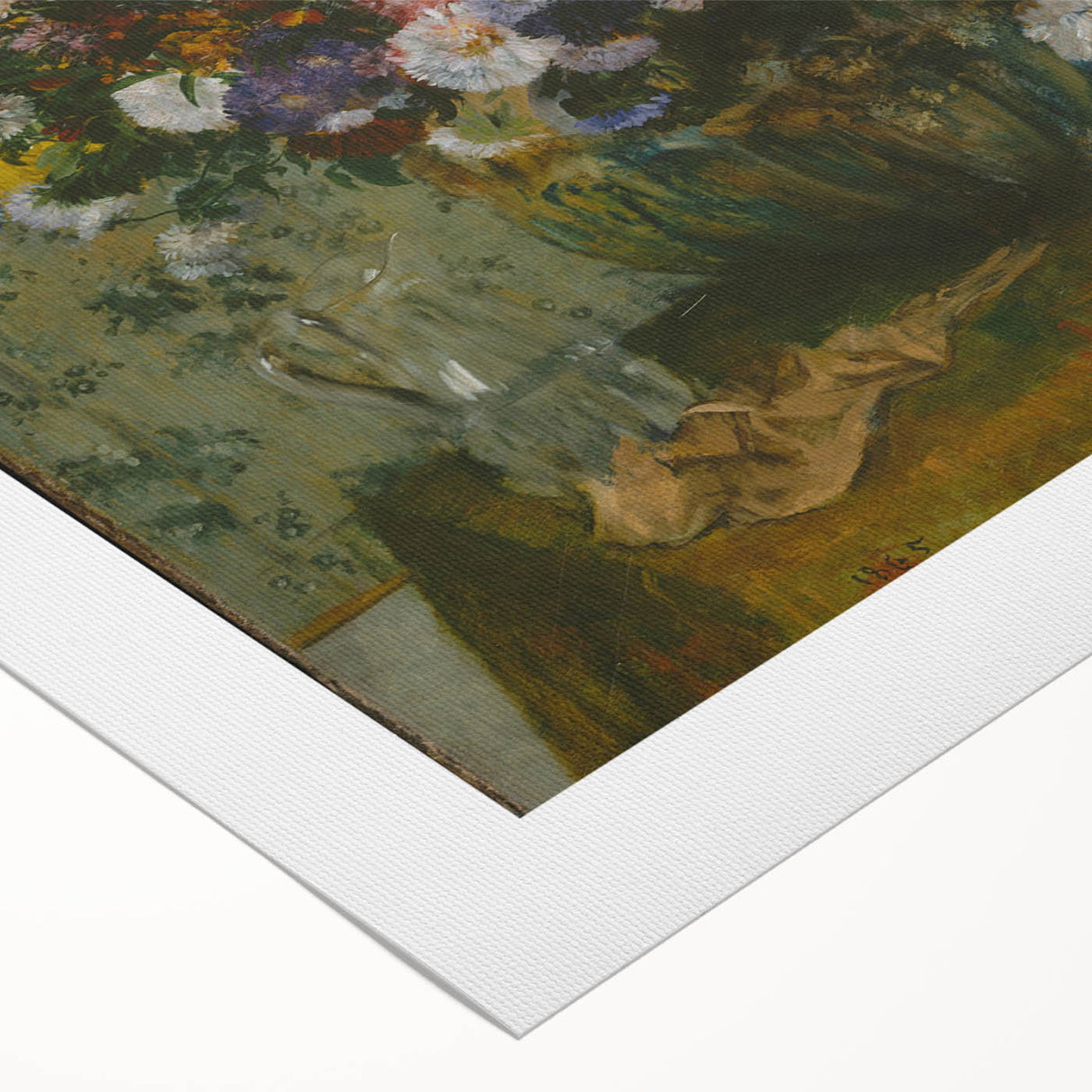 A Woman Seated Beside a Vase of Flowers by Degas: Classic Wall Art Print
