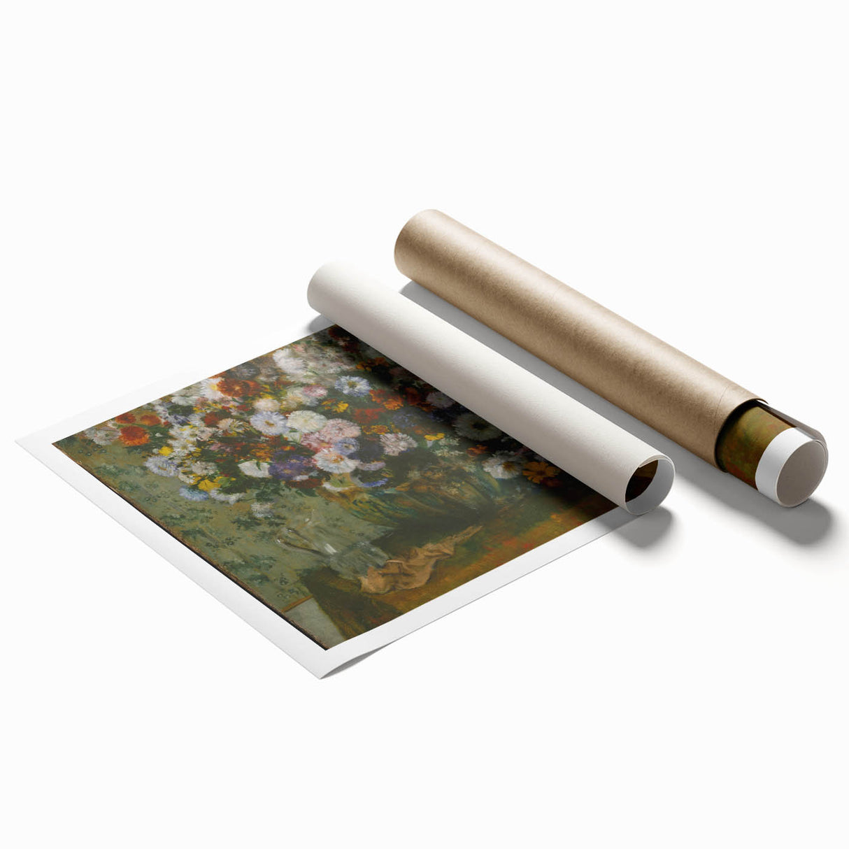A Woman Seated Beside a Vase of Flowers by Degas: Classic Wall Art Print