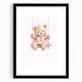 Teddy Bear on Swing Print - Girls Bedroom Nursery Wall Art