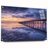 Acrylic glass landscape bridge design viewed from the side, showcasing intricate details and vibrant colors, secured with stylish pins for stability.