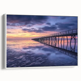 Framed landscape canvas showcasing a serene bridge design with a white border, perfect for home decor. Ideal for adding a touch of elegance to living spaces.