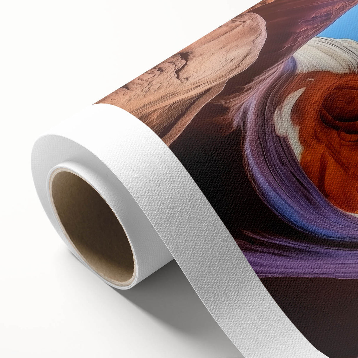 Vibrant landscape canvas print showcasing majestic canyons with rich colors and textures, rolled for easy shipping and display in home decor. Perfect for nature enthusiasts.
