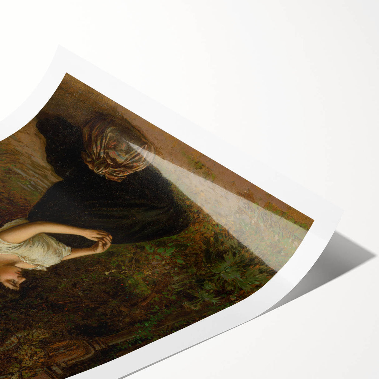 Realism Art Print of Woman in Cemetery - Detailed Classical Realism Canvas