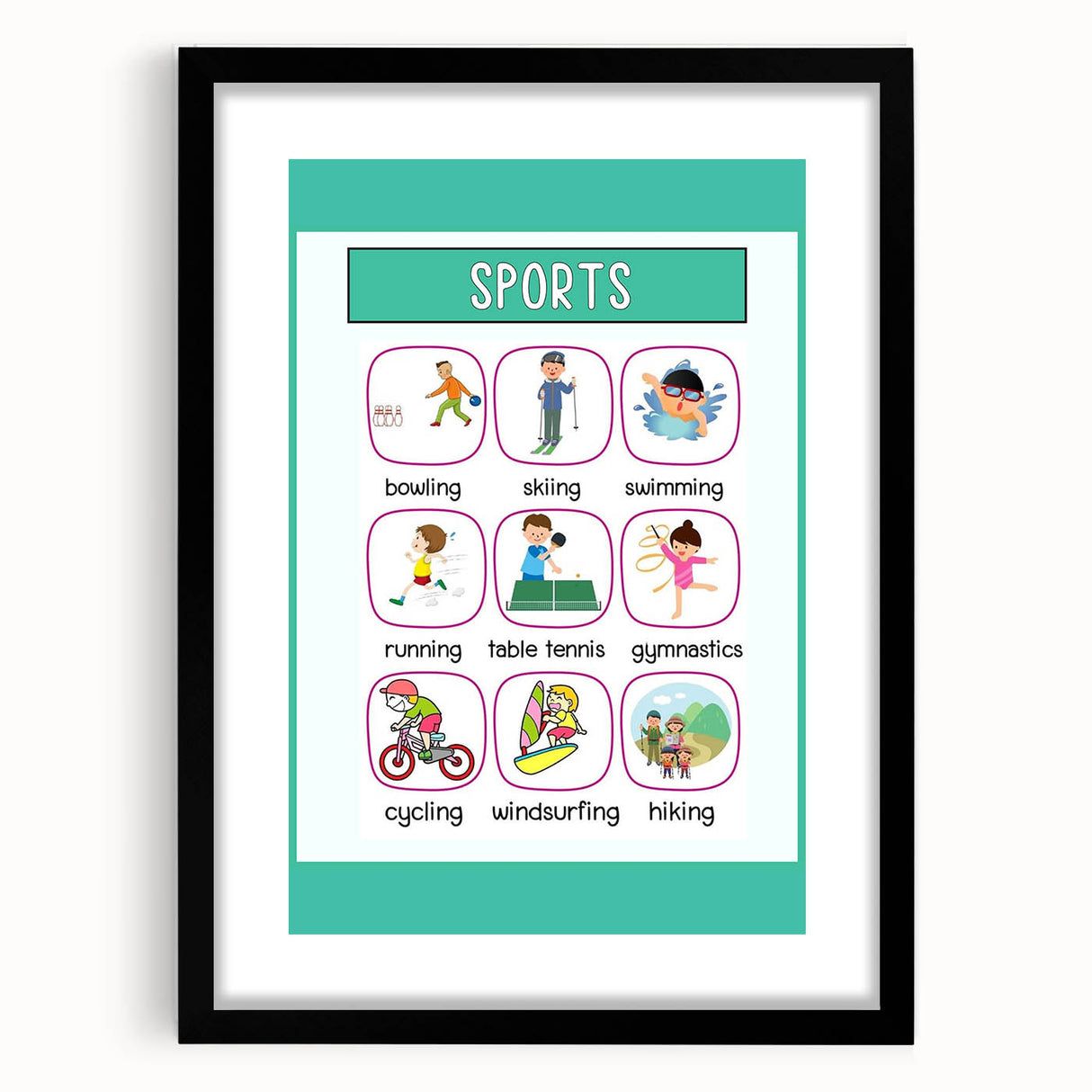 Children's Learning Art Prints - Sports Activity Chart