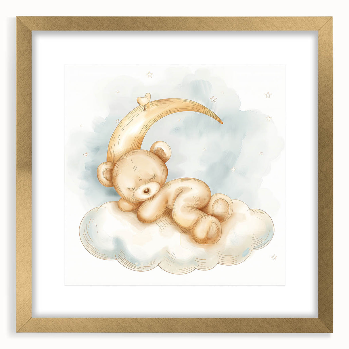 Sleepy Bear - Kids Room Wall Art Canvas and Framed Options