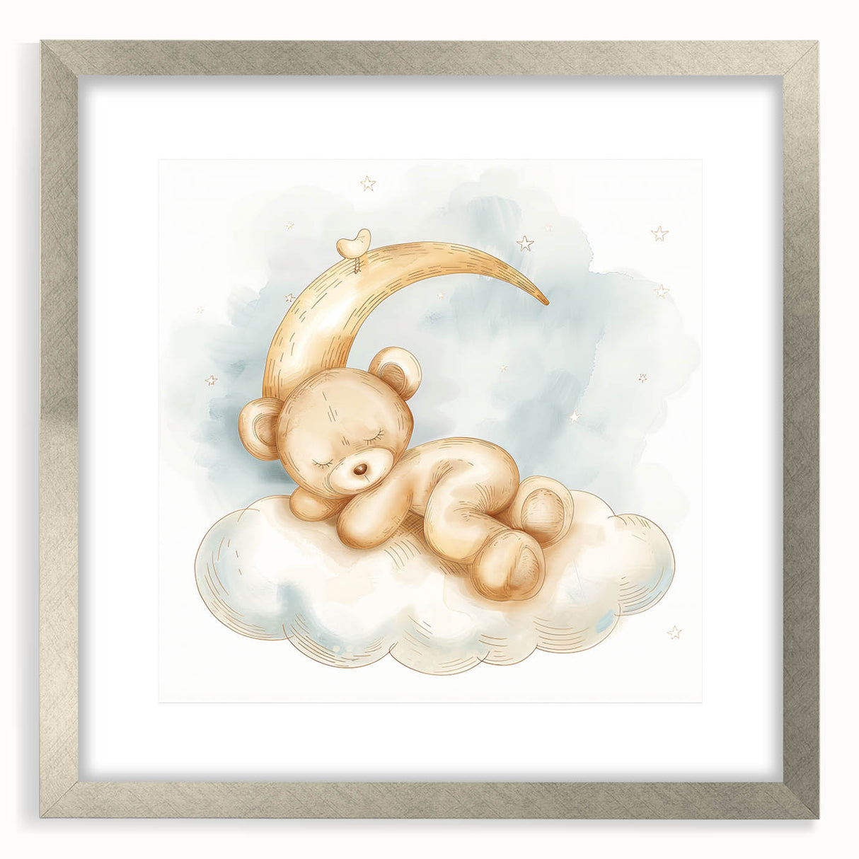 Sleepy Bear - Kids Room Wall Art Canvas and Framed Options