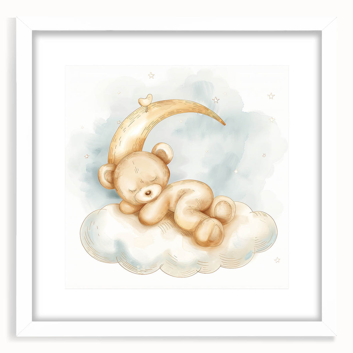 Sleepy Bear - Kids Room Wall Art Canvas and Framed Options