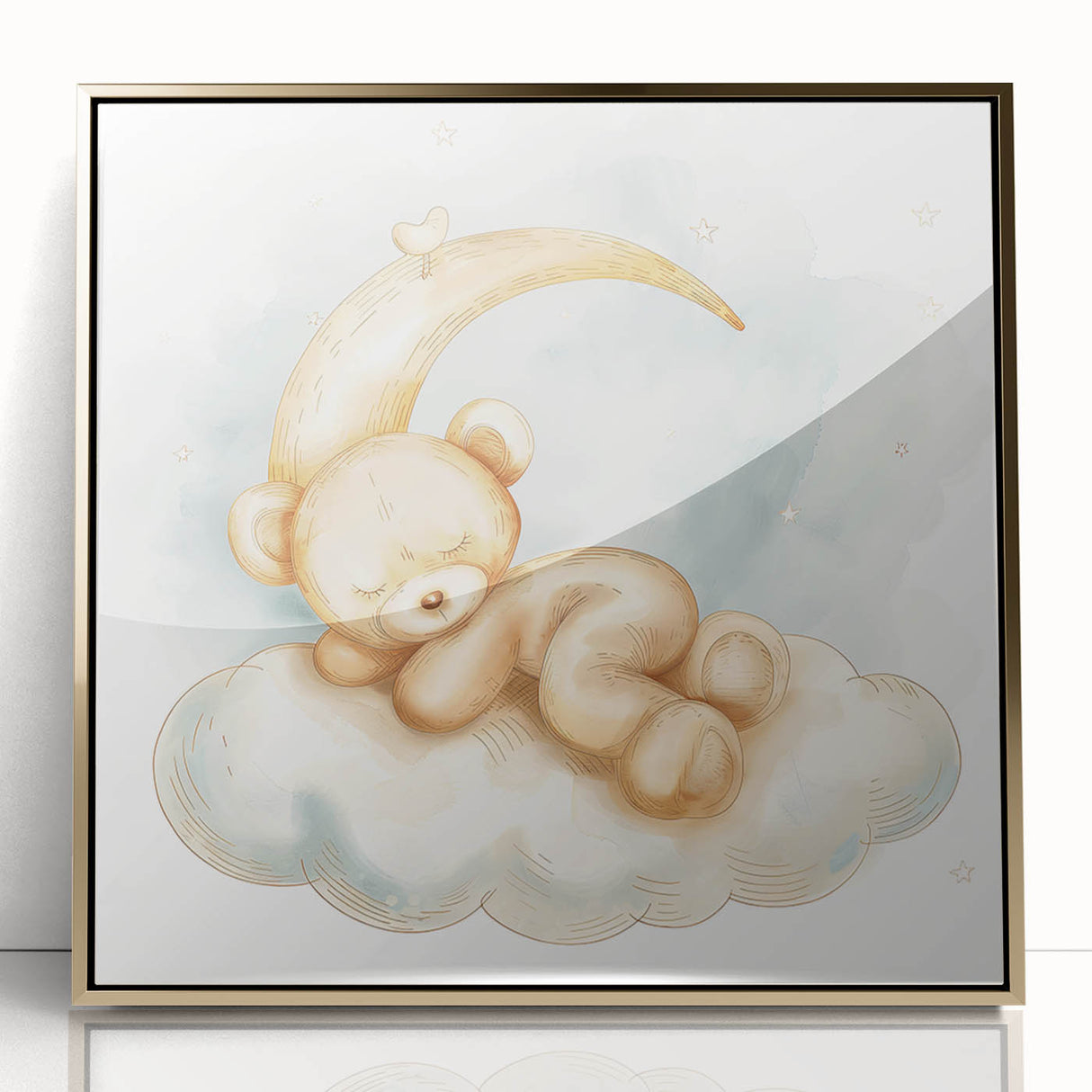 Sleepy Bear - Kids Room Wall Art Canvas and Framed Options