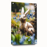 Large abstract wall art depicting spring season in vibrant green and yellow tones on acrylic glass.