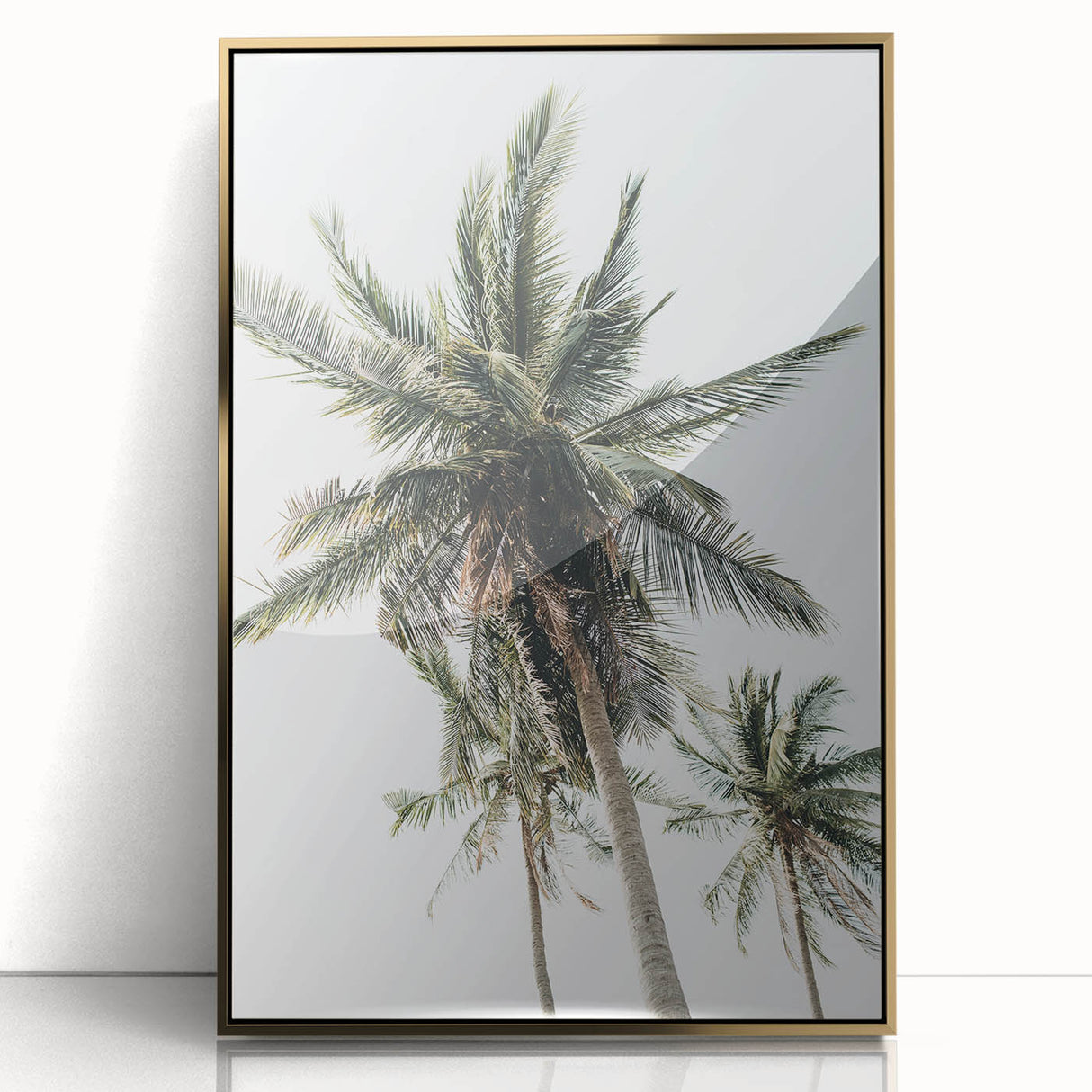 Large art print of a mid-century modernist summer scene in vibrant gold tones on acrylic, ideal for nursery wall decor.