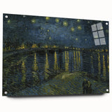 Acrylic print of a Van Gogh-inspired abstract painting with swirling blue and yellow tones, ideal for dining room art.