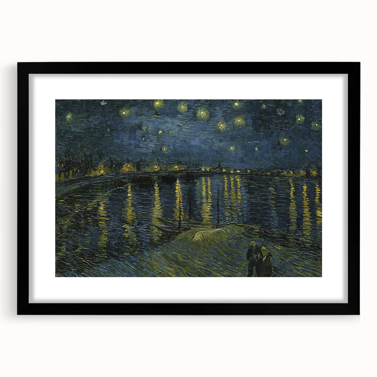 Extra large abstract art print featuring vibrant, colorful textures on a black framed canvas, ideal for living room decor.