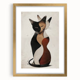Abstract figurative frame with a gold mat, showcasing an elegant front view. The artwork features a blend of colors and shapes that enhance modern decor, perfect for stylish interiors.