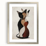 Abstract figurative art frame with a silver mat, showcasing a modern design that enhances contemporary decor, ideal for living rooms or galleries.