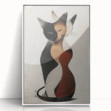 Framed abstract figurative art piece in white acrylic, showcasing dynamic shapes and vibrant colors, ideal for modern home decor and artistic expression.