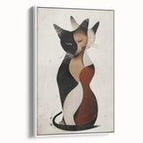 Framed abstract figurative canvas artwork with a white side view, showcasing vibrant colors and intricate designs, perfect for modern home decor. Ideal for art enthusiasts seeking unique wall decor options.