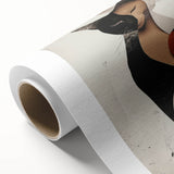 Abstract figurative wall art printed on rolled canvas, showcasing vibrant colors and dynamic shapes, packaged securely in a protective cardboard tube.