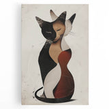 Abstract figurative stretched canvas artwork showcasing vibrant colors and dynamic shapes, ideal for modern decor and artistic expression in living spaces.