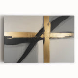 Abstract geometric stretched canvas artwork in vibrant colors, showcasing bold shapes and patterns, ideal for modern home decor and artistic spaces.
