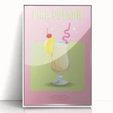 Mid-century modernist art depicting various fruits in vibrant colors on a white acrylic framed poster.
