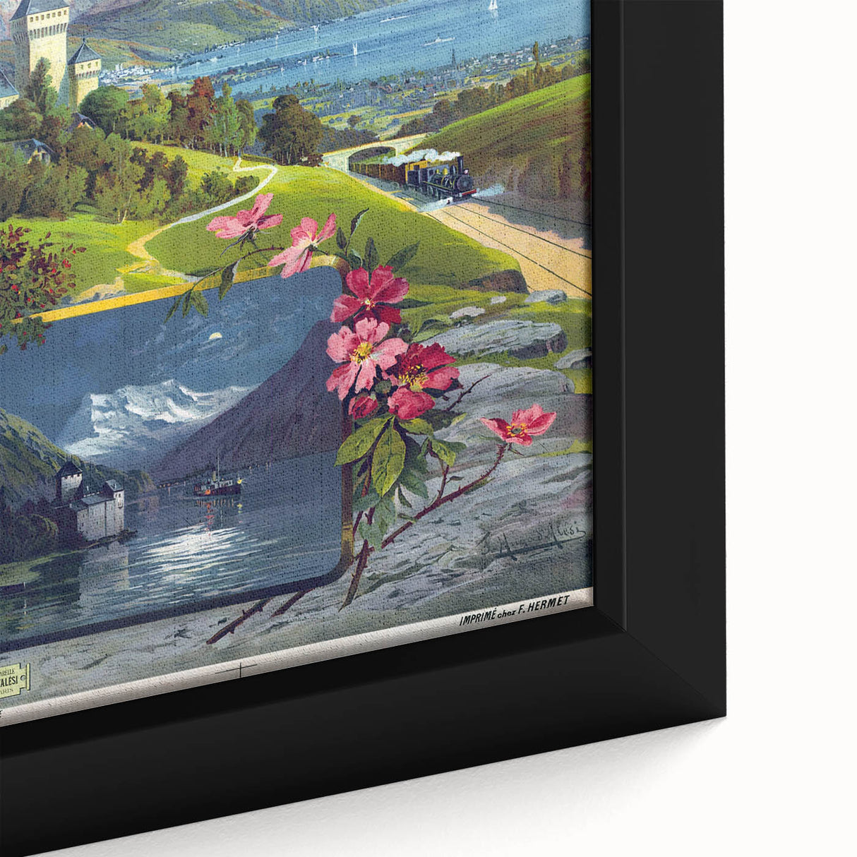 Retro Switzerland Travel Poster – Vintage Lake Geneva Scenic Art
