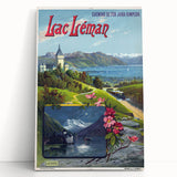 Retro Switzerland Travel Poster – Vintage Lake Geneva Scenic Art