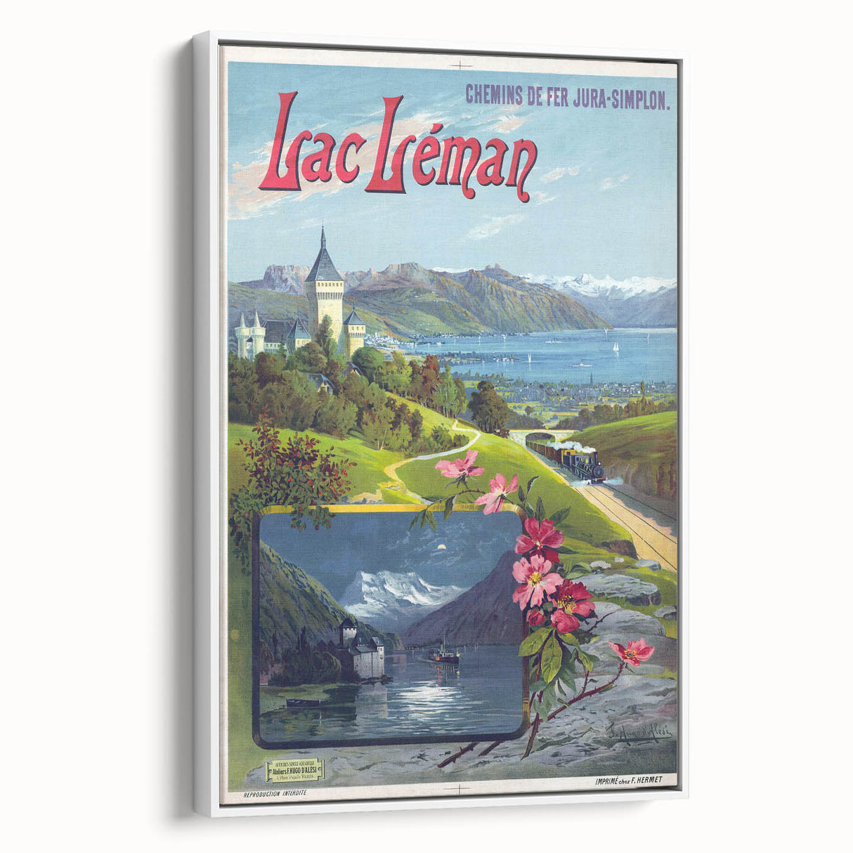 Retro Switzerland Travel Poster – Vintage Lake Geneva Scenic Art
