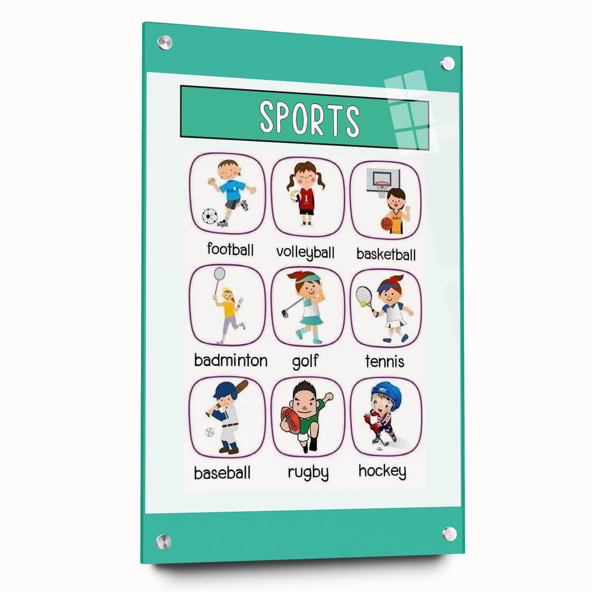 Numbers and Shapes Wall Art - Kids Sports Learning Poster