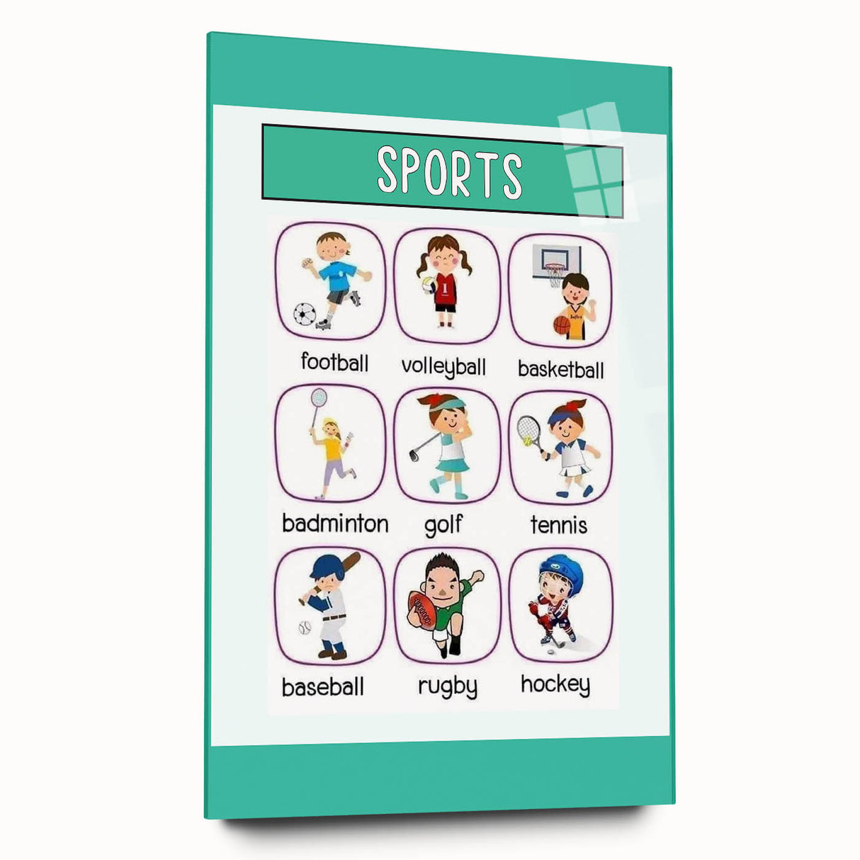 Numbers and Shapes Wall Art - Kids Sports Learning Poster