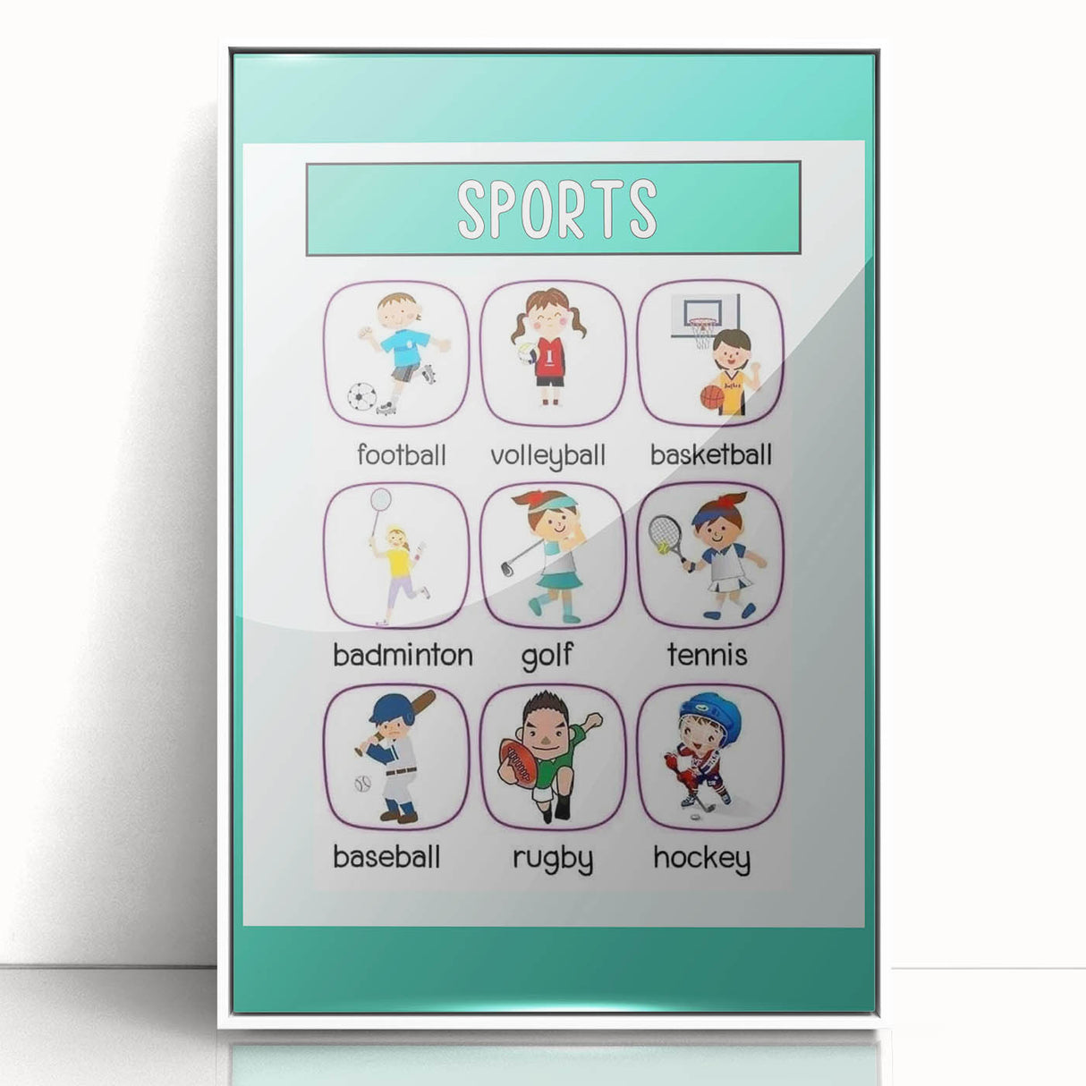 Numbers and Shapes Wall Art - Kids Sports Learning Poster