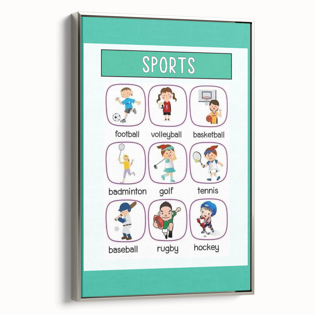 Numbers and Shapes Wall Art - Kids Sports Learning Poster